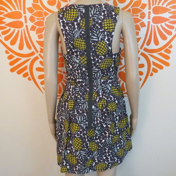 Topshop Sleeveless Pineapple Cotton Mini Dress 4 - Picture 4 of 4